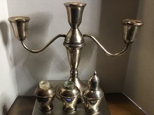 Sterling Silver Scrap Lot Duchin Candle Holder & Salt Shakers Weighted 620 Grams