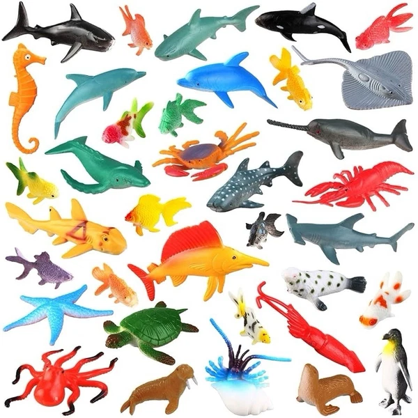 36pcs Ocean Animal Toys – 2-4” Rubber Sea Creatures for Kids, Party Favors