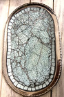 Handmade Crackle Glass small silver tray decor piece coffee table kitchen 10.75”