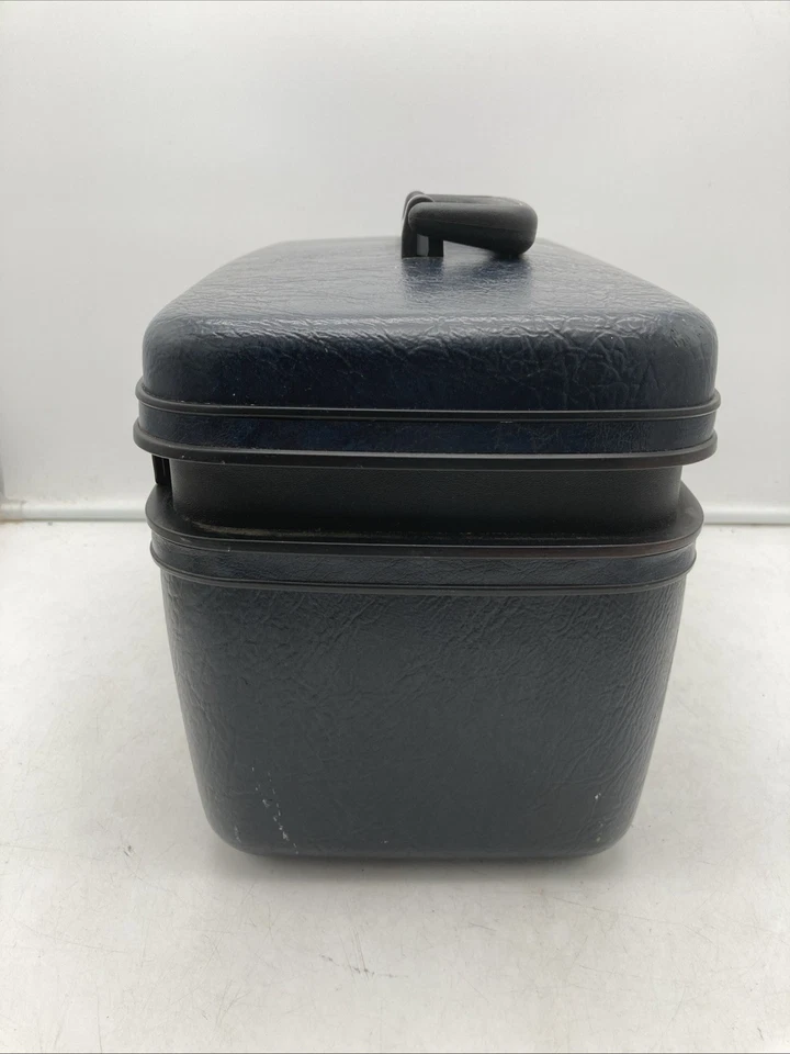 Samsonite CarryPak 46 Navy Blue Makeup Train Case w/ Mirror, 2 Keys, NO Tray - Image 3 of 4