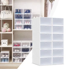 20Pcs Sneaker Display Case Organizer Stackable Shoe Storage Box Durable Plastic