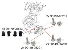 Yamaha TDM 850 1996-2001 S/S front side fairing bolts with rubber well nuts kit
