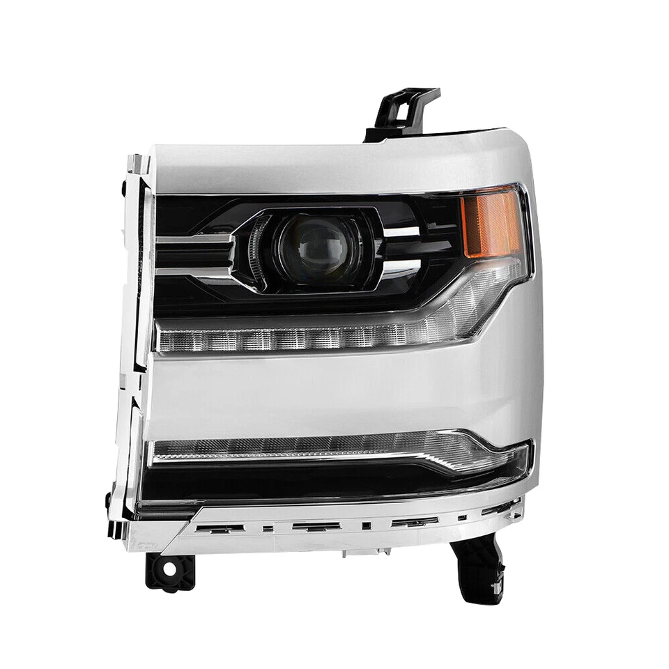 Full LED Headlight For 2016-2018 Chevy Silverado 1500 w/ Chrome Bezel Left Side - Image 2 of 4