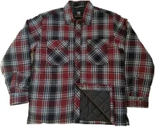 BC Clothing Men's Plaid Shirt Jacket with Quilted Lining - Red Plaid