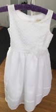 Size 12 Girls White Party Dress Lined NEW