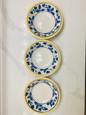 Soup Pasta Stoneware Bowls Hand Painted For H.E.B 8 1/2 X 1 1/4 Set of 3 