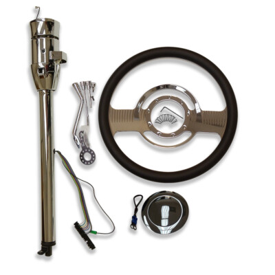 14'' Steering Wheel & Automatic Column 30''GM w/Adapter Without Key & Horn Button