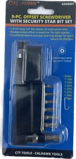 9 Pc Off Set Tamper Proof Star Bit Set W/ Belt Clip T10 to T40 W/ SCREW WRENCH 