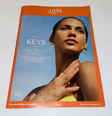 ALICIA KEYS February 2021 Ultra Beauty Ad Magazine w/2 perfume paper samples