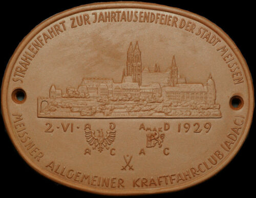 Meissen / Saxony: porcelain plaque 1929. 1000 ANNIVERSARY - ADAC RADIATION RIDE. - Picture 1 of 2