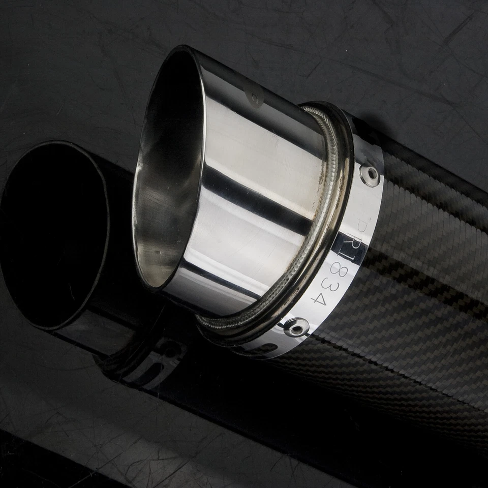 Silenciador de escape Delkevic Slip On 8" redondo de acero inoxidable para motocicleta con correa Foto 3 de 4