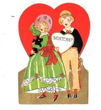 Valentine  Wontcha?Die-Cut  Carrington Co Chicago Hazel Barnica Keith County NE