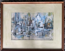 H. Frances Original Painting Paris School Modernism Art Expressionist Cityscape
