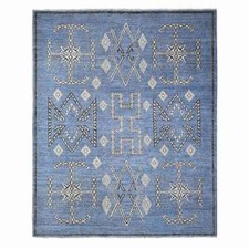 8' x 9'8" Bdazzled Blue Snowflake Geometric Design Oriental Rug R88871