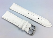 22mm Genuine Leather WHITE Crocodile Grain Watch STRAP Band