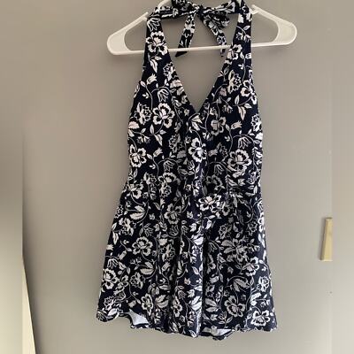 Woman s Draper James Navy & White Halter Wrap Sun Protection Plus Swimdress