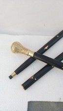 Antique Solid Brass Designer Knob Handle Wooden Walking Stick Cane Handmade Gift