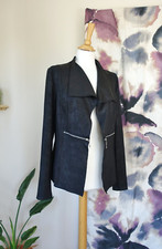 Frank Lyman Black Faux Leather Look Biker Waterfall Jacket Size 12