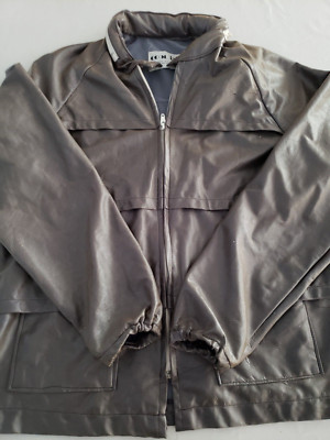 VTG WOMEN 80's COOL IT Vinyl  Hooded Full Zip Rain Jacket Medium USA GRAY