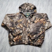 Mad Dog Gear Hunting Jacket Mens Large Brown Woodland Camo Zip Up Hooded