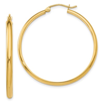 Real 14kt Yellow Gold Polished Hoop Earring
