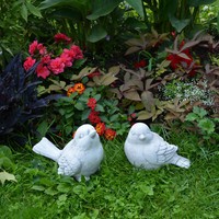 Vogel 2Er-Set VöGel Steinfigur H.15/18 Cm Grau 6 Kg WeißBeton Frostsicher