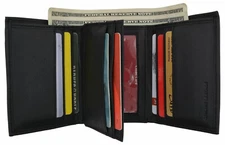 Leatherboss Mens RFID Blocking Hunter Leather Credit Card ID Trifold Wallet