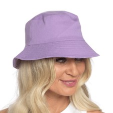 Ladies Plain Lilac Cotton Bucket Hat