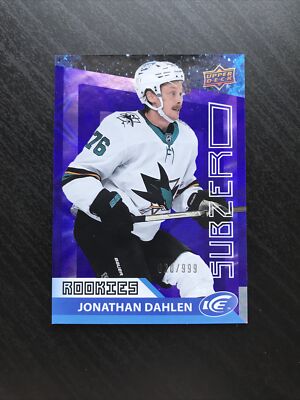 2021-22 Upper Deck UD Ice Sub Zero #SZ-28 Johnathan Dahlen/999 Sharks Rookie RC
