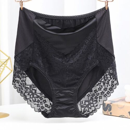 Damen Spitzenunterhose Satin Slip hochtailliert Höschen übergroß nahtlos bequem - Bild 12 von 13