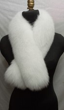 Real Fox Fur Scarf Collar Bright White Wrap Stole Fling New Manufactured in US