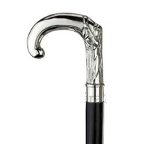 Antique SIlver Brass Eva  Adam Handle Walking Stick Vintage Cane nautical Gift