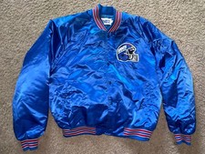 VTG 80S MENS LARGE CHALK LINE NEW YORK GIANTS NFL SATIN BUTTON FOOTBALL JACKET