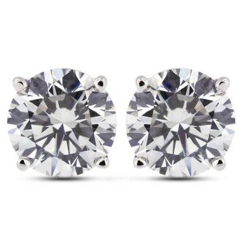 2 CT NATURAL DIAMONDS G/VS2 ROUND BRILLIANT 14K WHITE GOLD 4-PRONG CLASSIC STUDS - Picture 8 of 12