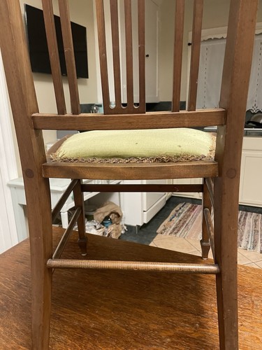 Vintage G. H. Shaw Mid Century Modern walnut padded green Dining/Side Chair - Picture 19 of 24