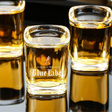 Pair Of 2 Johnnie Walker Blue Label Shot Glass &ndash; 2.2 oz Square Shot Glass