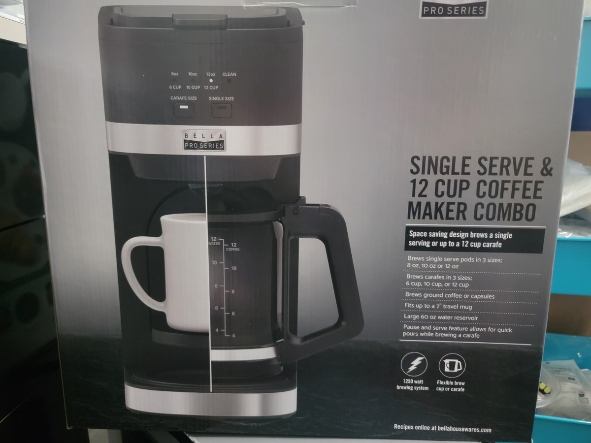 Bella Pro Series - Single Serve & 12-Cup Coffee Maker Combo - Black - BRAND  NEW | eBay