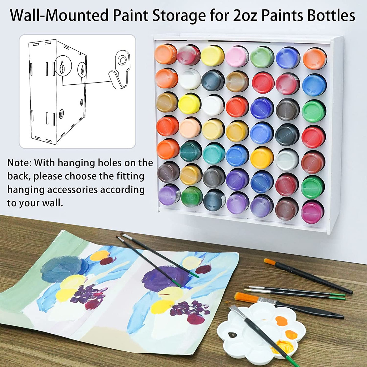 49 Holes Craft Paint Storage Organizer Vertical Paint Rack Stand