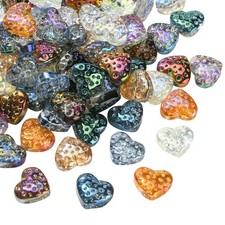 100Pcs Transparent Glass Heart Shape Beads for Bracelet Necklace Making Jewelry