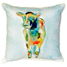 Betsy Drake Betsy's Cow Small Indoor Outdoor Pillow 12x12