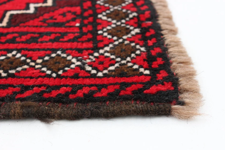 Alfombra geométrica anudada a mano vintage de 3'5" x 5'7" alfombra tradicional de lana Foto 4 de 4