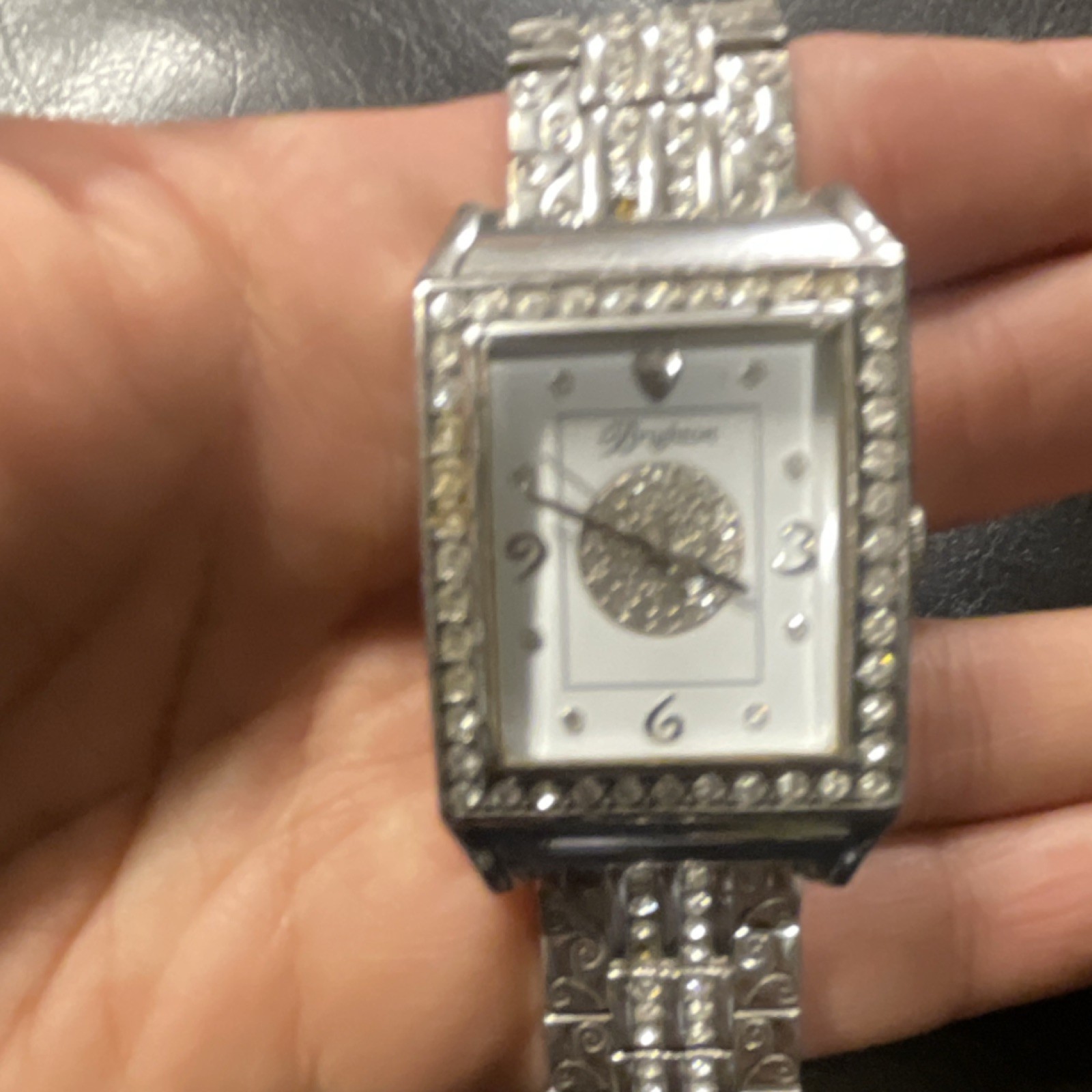 Brighton Women's Silver Tone Rectangular Diamond … - image 2