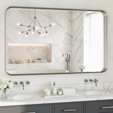 48x30 Inch Silver Metal Framed Bathroom Mirro...