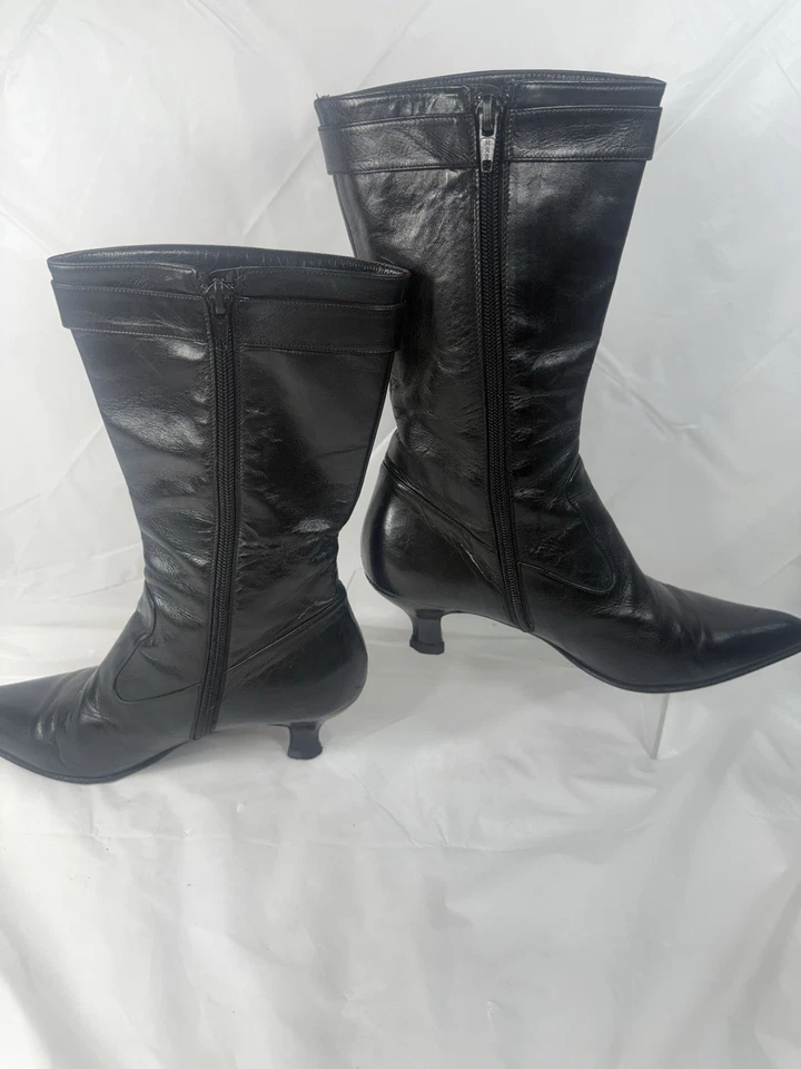 Botas Salvatore Ferragamo Gancini de cuero a media pantorrilla talla 6 C vintage Foto 3 de 4
