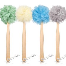 4 Pieces Loofah Back Scrubber Bath Sponge 4 Count Pack of 1 , Pastel Colors
