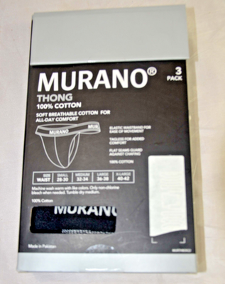 NWT Boxed Men's Size L 3 Pack Murano 100% Cotton Gray Black Blue