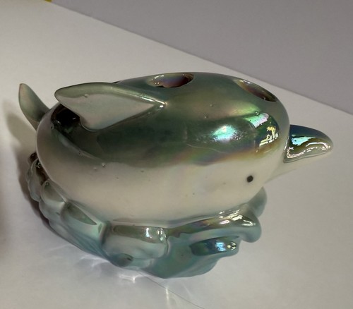 Vintage Ceramic Iridescent Luster Ware Dolphin 3 hole pen/pencil holder for desk - Picture 5 of 11