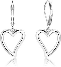 Sterling Silver Heart Dangle Earrings for Women Trendy Openwork Silver Heart ...
