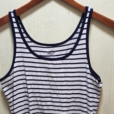 Faded Glory Tank Top Youth Large 12-14 White Navy Stripe Stretch Casual