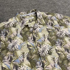 Tommy Bahama IslandZone Tropical Hawaiian Camp Shirt Mens Large Green Blue Aloha